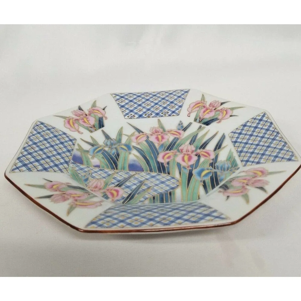 Vintage Ayame Octagonal Pink Blue Iris 7.5